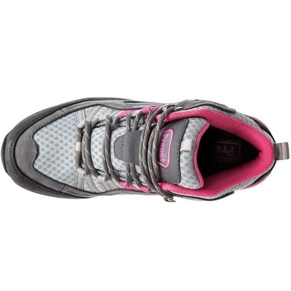 Women's Propet Peak Waterproof Hiking Boot, grey/berry mesh/nubuck, Size 6 NEW - Picture 6 of 11